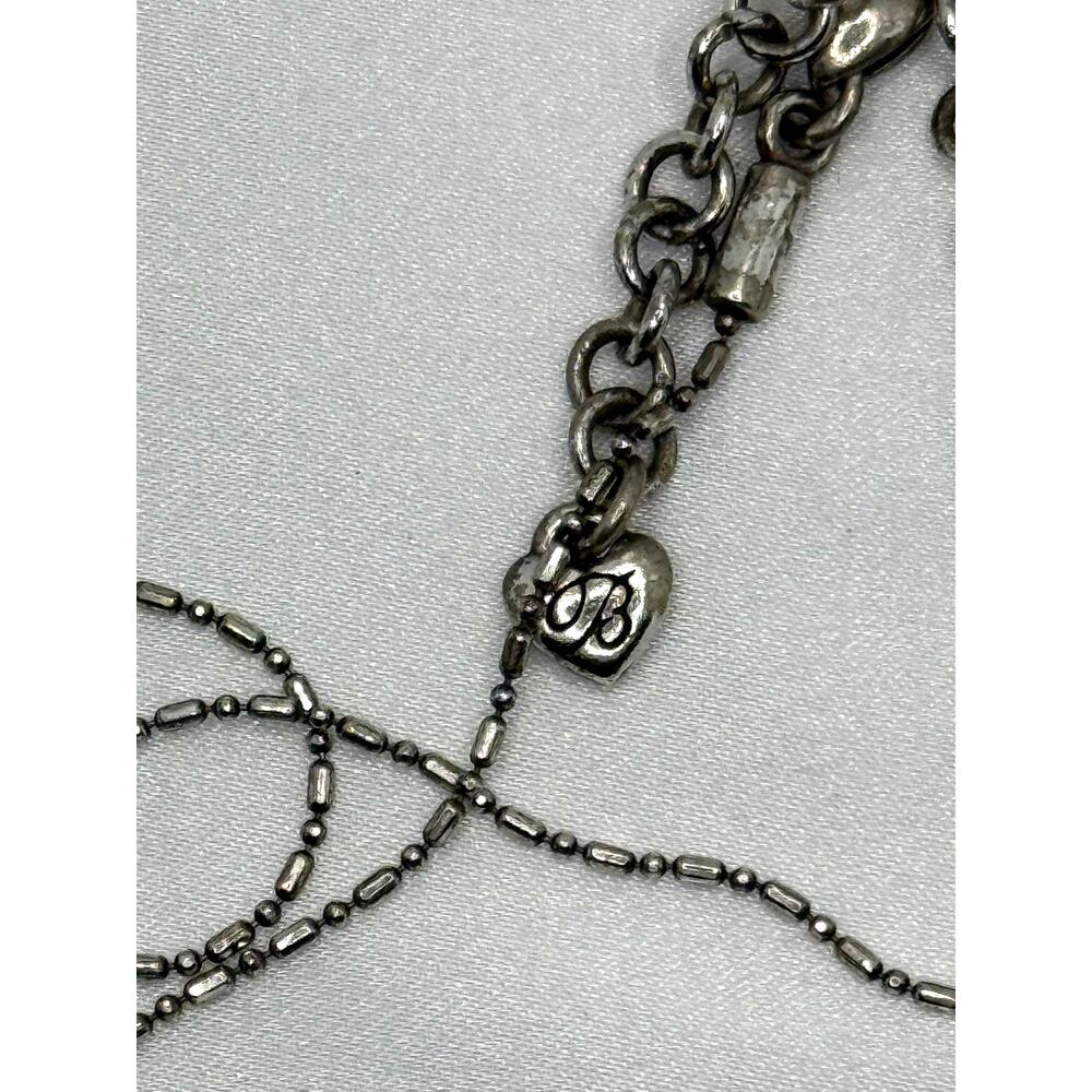 Brighton Crystal Cross Pendant Bar Bead Chain Necklace 16-18" Silver Plated - Picture 6 of 8